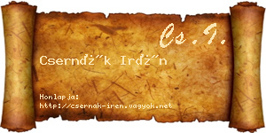 Csernák Irén névjegykártya